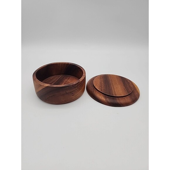 Vintage Monkeypod Covered Bowl Serving or Trinket Dish Phillipines 2 Piece - Picture 12 of 12